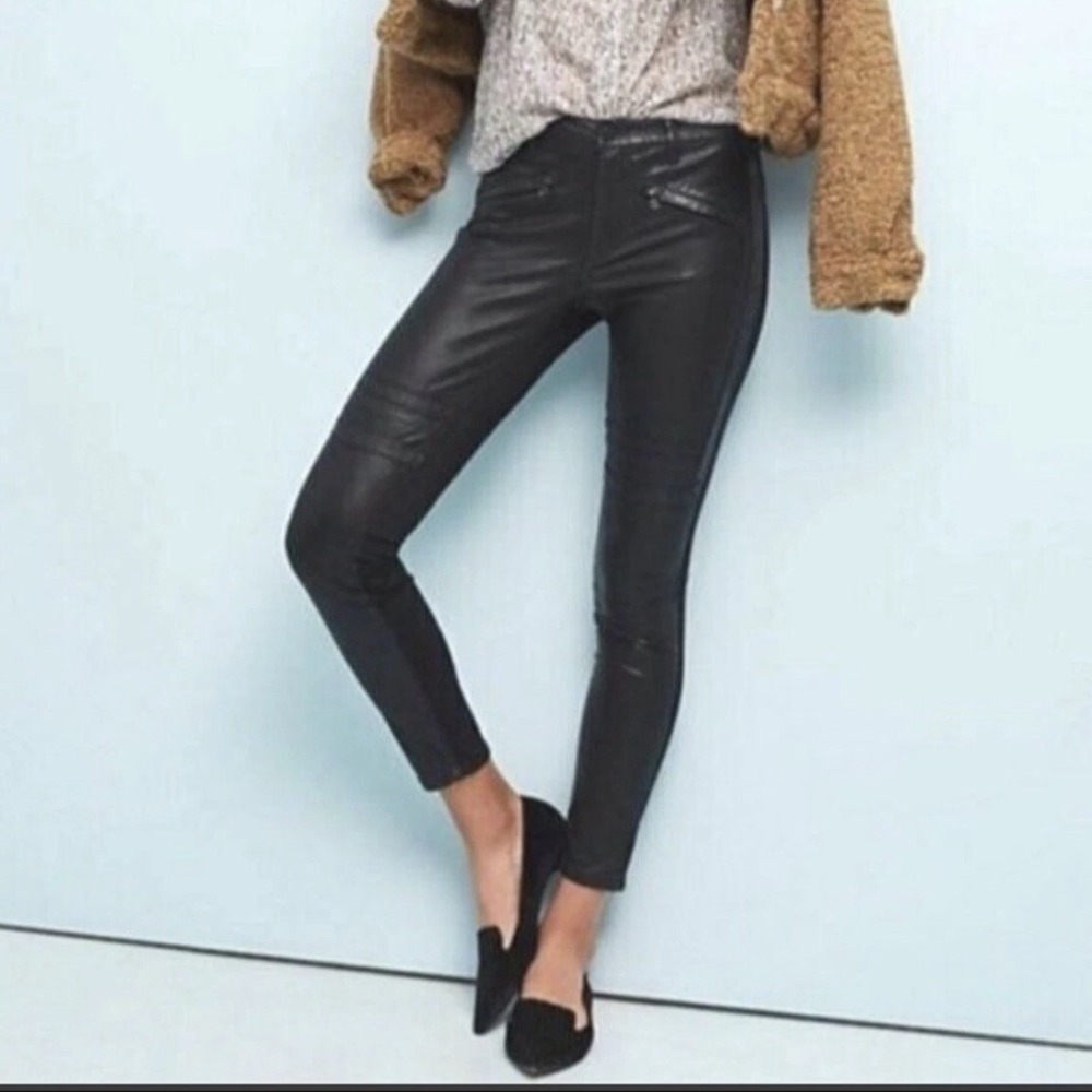 Anthropologie Pilcro Black‎ Vegan Leather Moto Pants 28